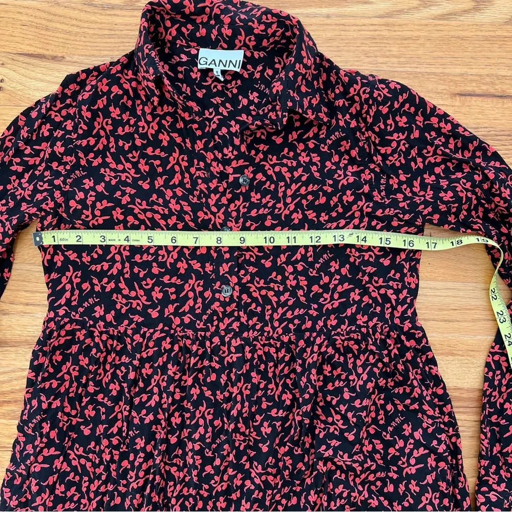 Ganni Printed Shirt Dress Crepe Material - Picture 10 of 10